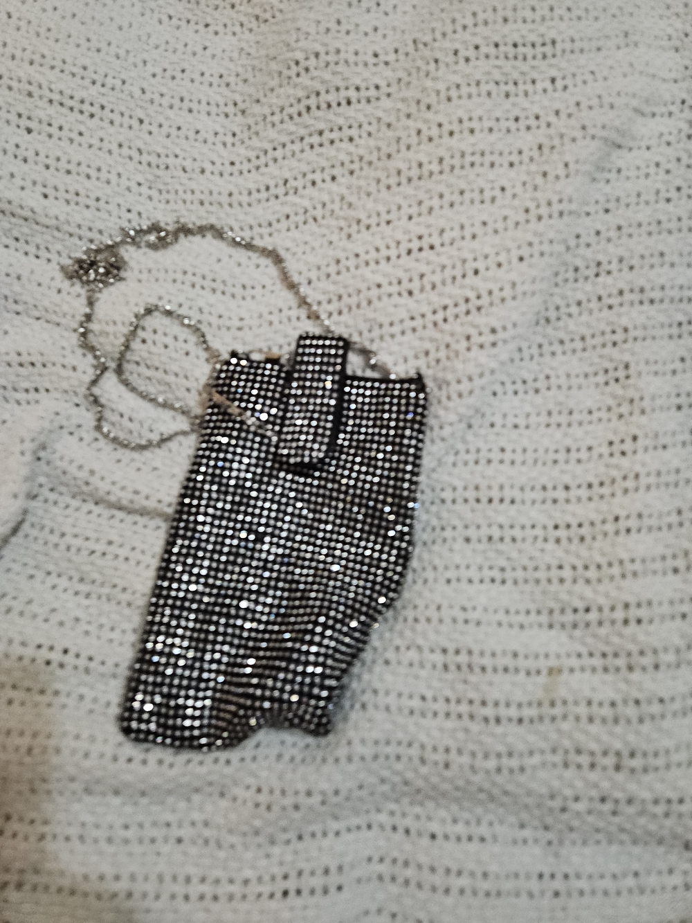Sparkling Silver Crystal Phone Crossbody - Women's Accessory